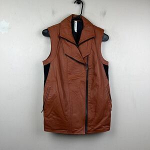 Mural Brown Leather Vest Size S